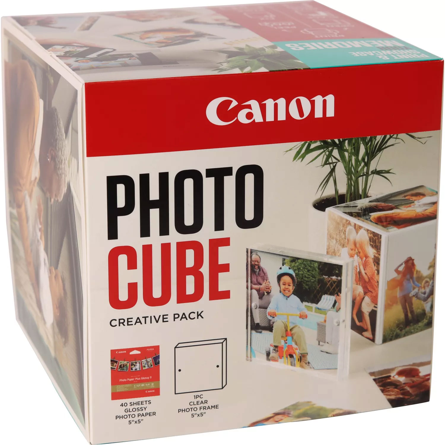 Original Canon Photo Cube and Frame + PP-201 5x5? Photo Paper Plus Glossy II (40 sheets) Pack Blue (2311B076)