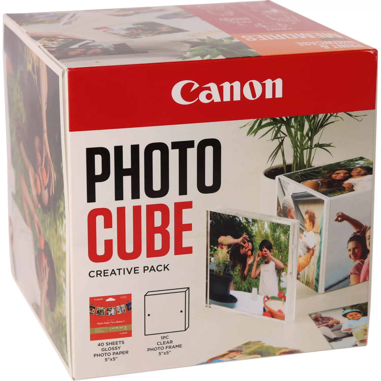 Original Canon Photo Cube and Frame + PP-201 5x5? Photo Paper Plus Glossy II (40 sheets) Pack Orange (2311B077)