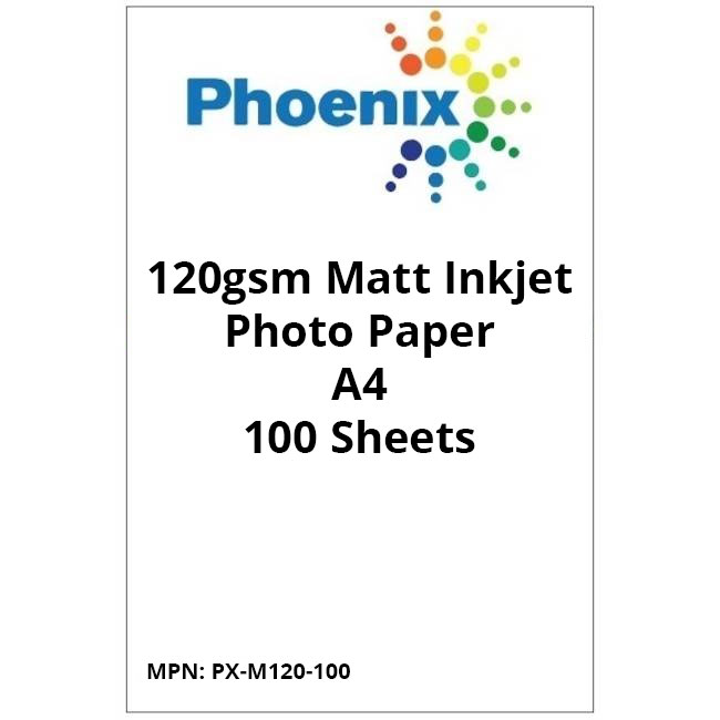 Original Phoenix A4 120gsm Matt Inkjet Photo Paper - 100 Sheets