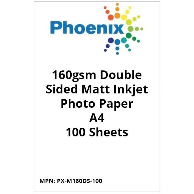 Original Phoenix 160gsm Double Sided Matt A4 Inkjet Photo Paper - 100 Sheets