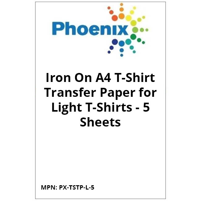 Original Phoenix Iron On A4 T-Shirt Transfer Paper for Light T-Shirts - 5 Sheets