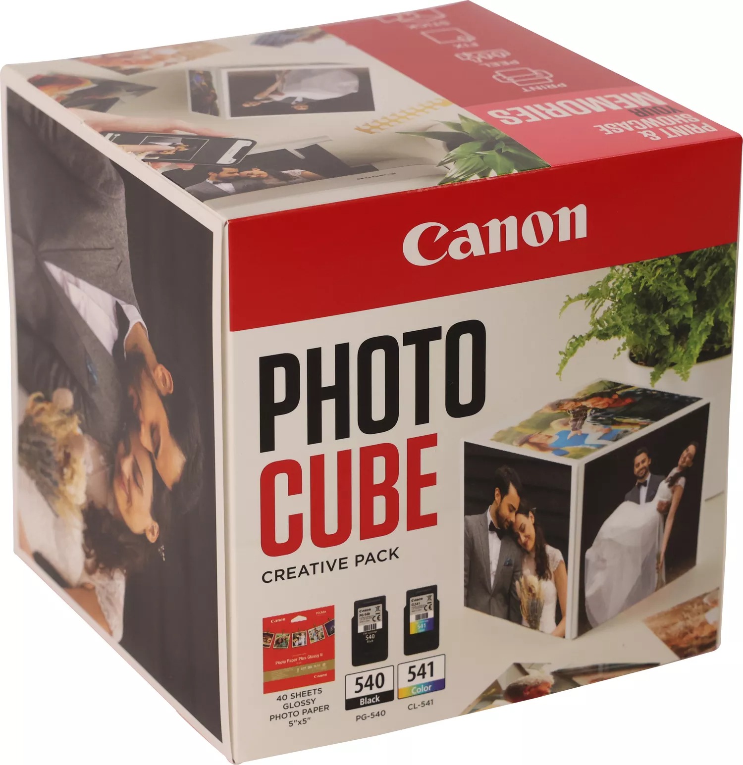 Original Canon PG-540 / CL-541 Photo Cube Ink Cartridges & Glossy Photo Paper Pack Pink (5225B016)