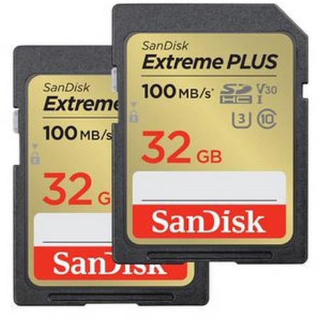 Original SanDisk Extreme Plus 32Gb Sdhc Memory Card 2 Pack (SDSDXWT-032G-GNCI2)