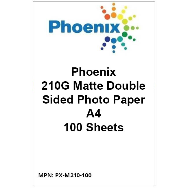 Original Phoenix 210gsm Double Sided Matt A4 Inkjet Photo Paper - 100 Sheets