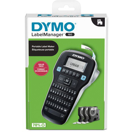 Original Dymo Labelmanager 160 Label Maker Starter Kit Handheld Label Maker Machine With Dymo D1 Label Tapes (2181011)