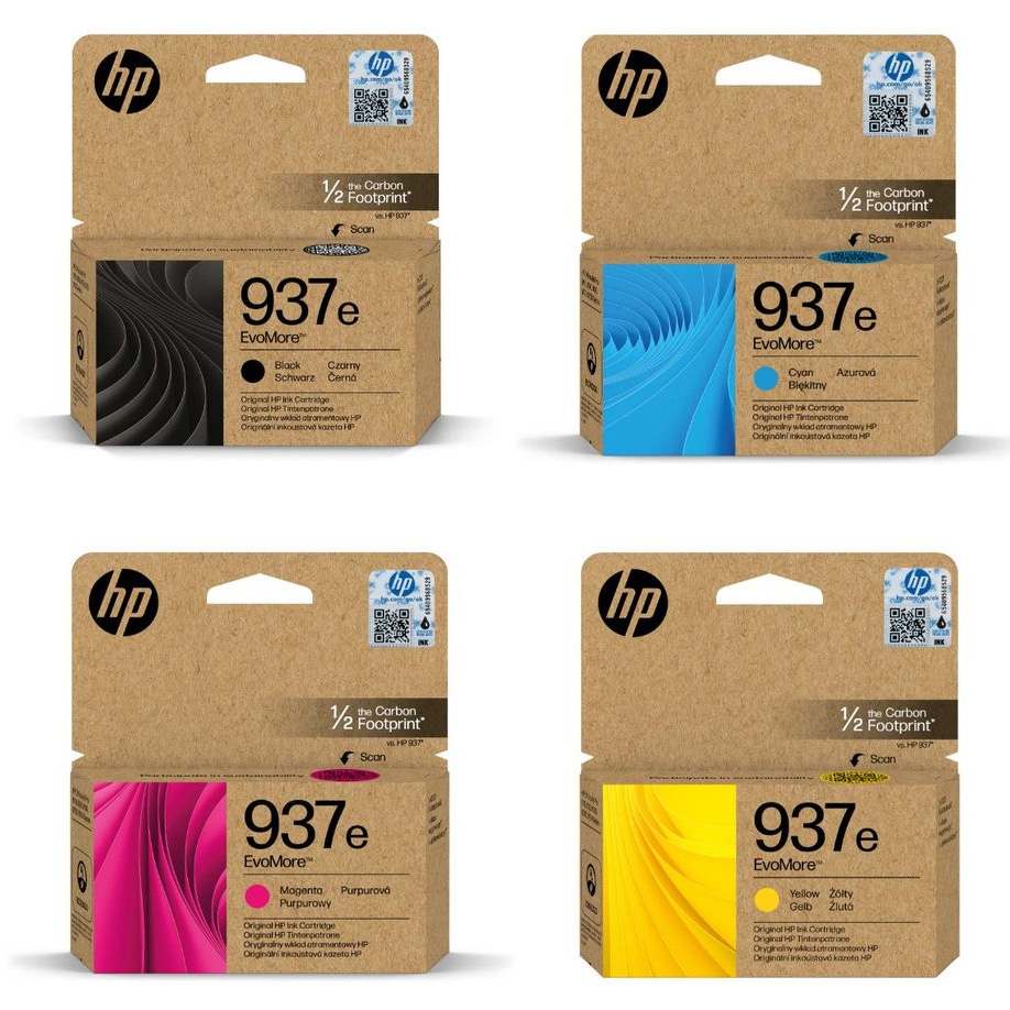 Original HP 937E CMYK Multipack High Capacity Ink Cartridges (4S6W9NE/ 4S6W6NE/ 4S6W7NE/ 4S6W8NE)