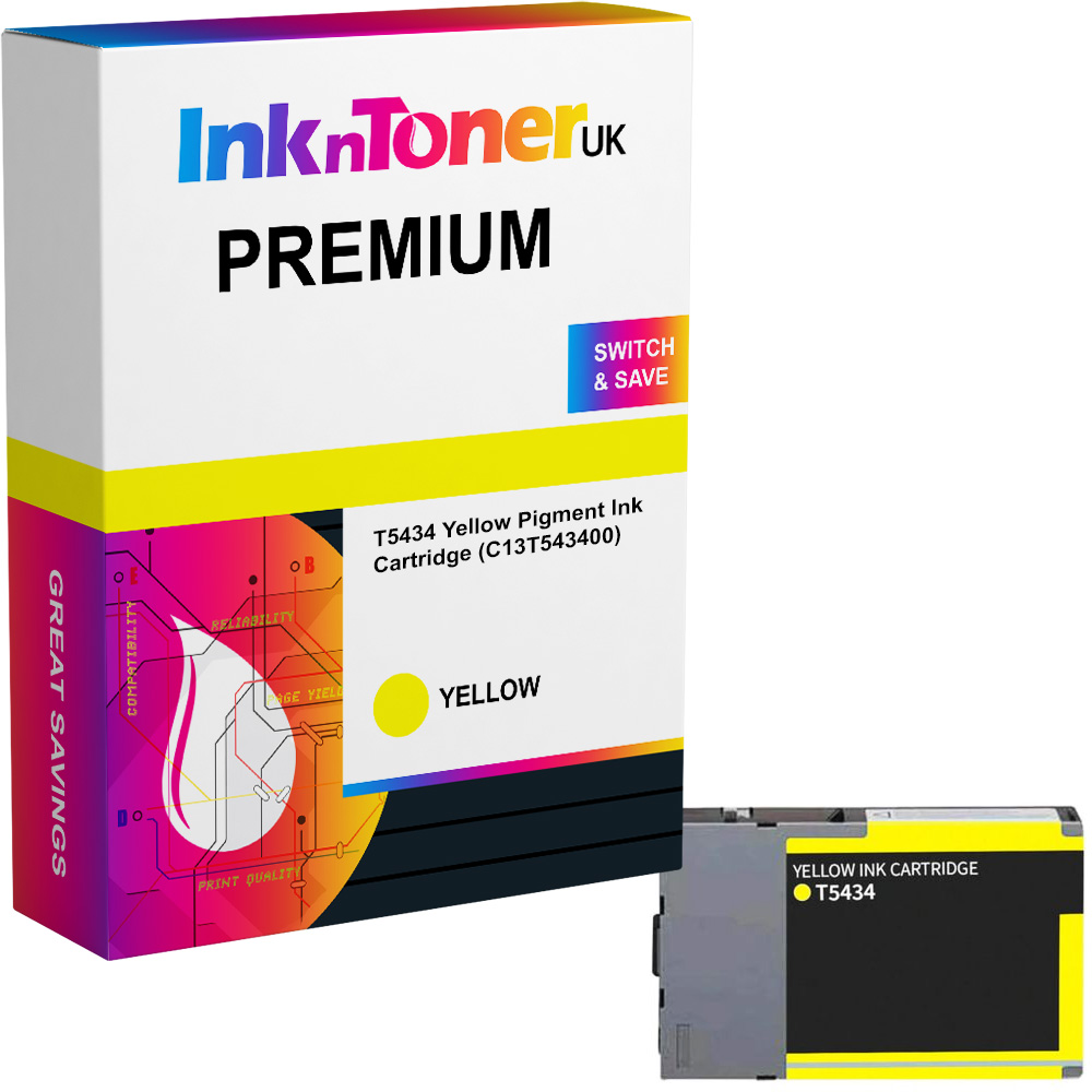 Premium Compatible Epson T5434 Yellow Pigment Ink Cartridge (C13T543400)