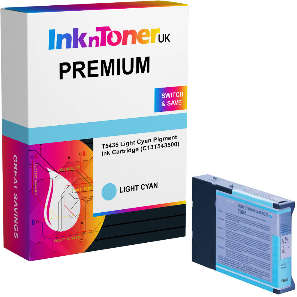 Premium Compatible Epson T5435 Light Cyan Pigment Ink Cartridge (C13T543500)