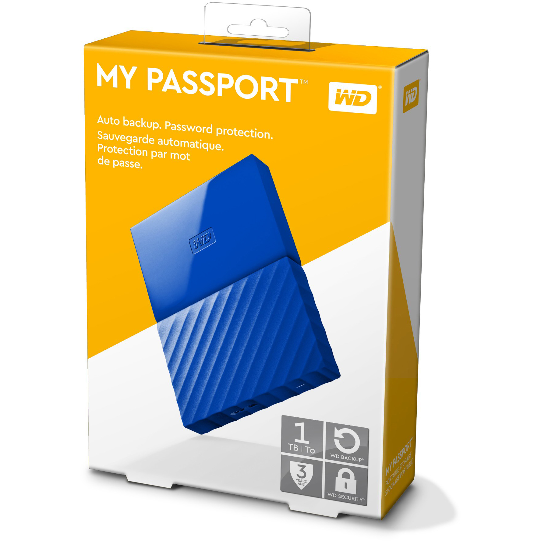 Original Western Digital My Passport 1TB Blue USB 3.0 External Hard Drive (WDBYNN0010BBL-EEEX)