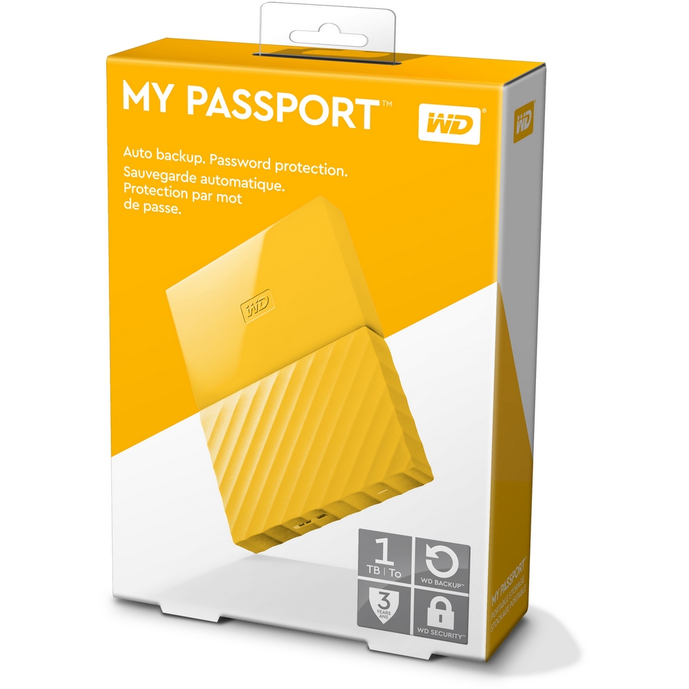 Original Western Digital My Passport 1TB Yellow USB 3.0 External Hard Drive (WDBYNN0010BYL-EEEX)