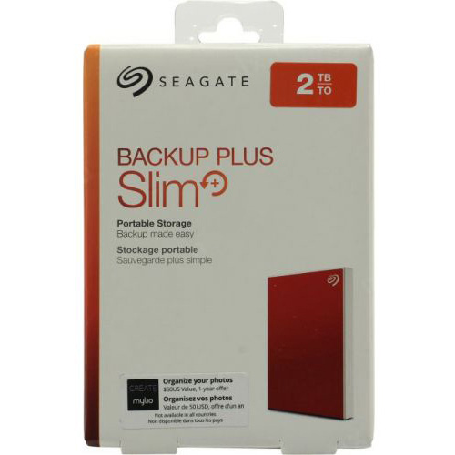 Original Seagate Backup Plus Slim 2TB Red USB 3.0 External Hard Drive (STHN2000403)