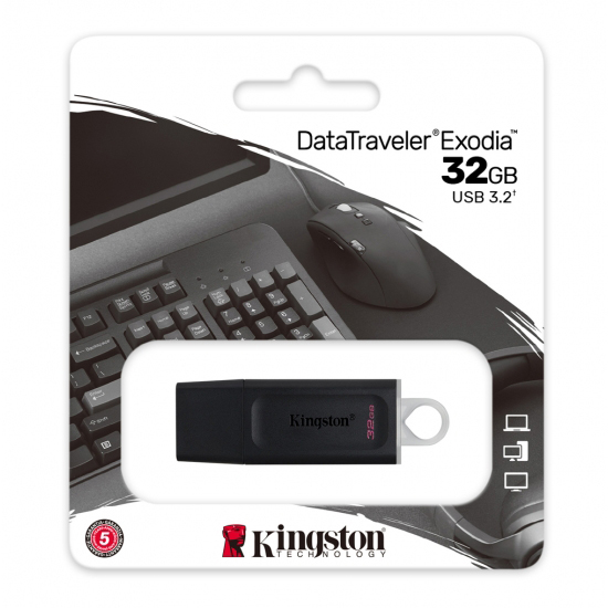 Original Kingston DataTraveler Exodia 32GB Black USB 3.2 Type-A Flash Drive (DTX/32GB)