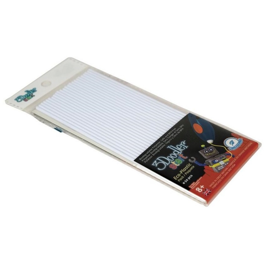 Original 3Doodler 3DS-EC001-WHITE-24 Simply White Eco-Plastic 2.5mm Filament 24 Pack (3DSEC001WHITE24)