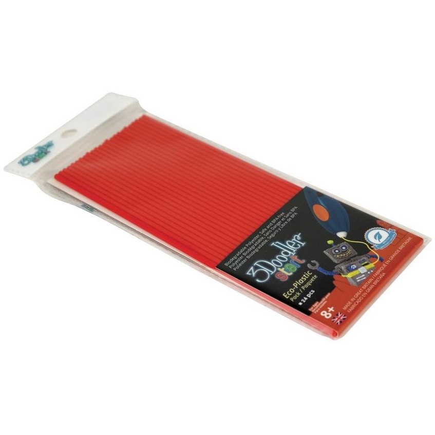Original 3Doodler 3DS-EC003-RED-24 Cherry Red Eco-Plastic 2.5mm Filament 24 Pack (3DS-EC003-RED-24)