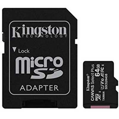 Original Kingston 64GB Canvas Select Plus Class 10 microSDXC Memory Card + SD Adapter (SDCS2/64GB)