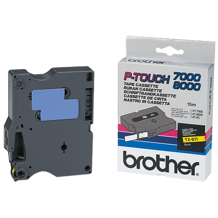 Original Brother TX-611 Black On Yellow 6mm x 15m P-Touch Label Tape (TX611)