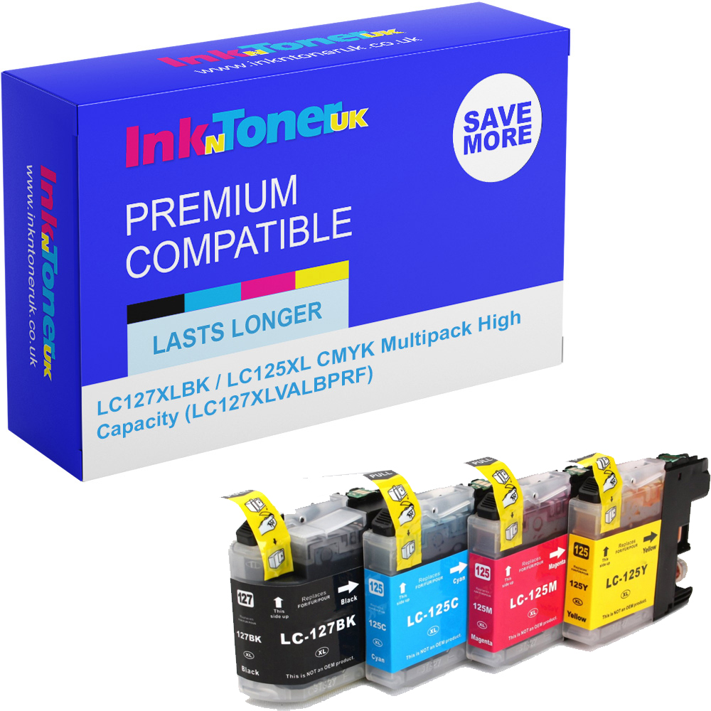 Premium Compatible Brother LC127XLBK / LC125XL CMYK Multipack High Capacity Ink Cartridges (LC127XLVALBPRF)