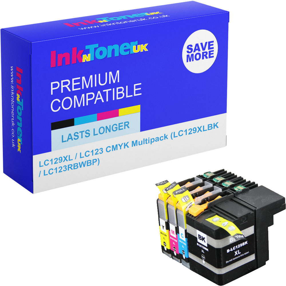 Premium Compatible Brother LC129XL / LC123 CMYK Multipack Ink Cartridges (LC129XLBK / LC123RBWBP)