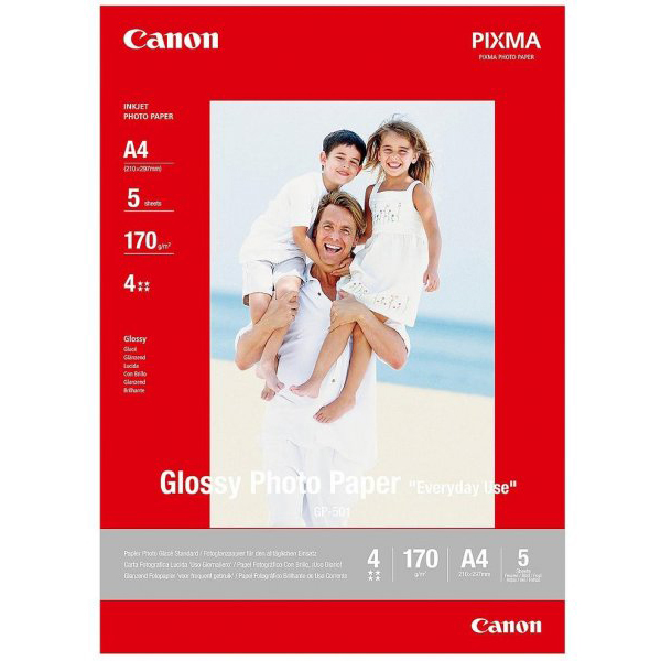 Original Canon GP-501 170gsm A4 Glossy Photo Paper - 5 sheets (0775B076)