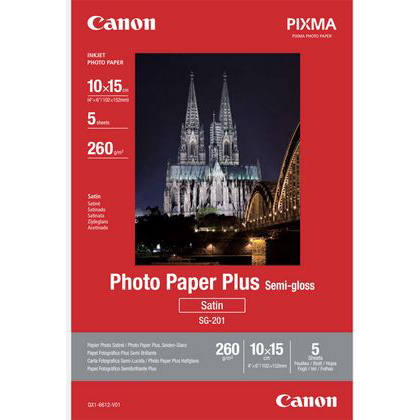 Original Canon SG-201 260gsm 10 x 15cm Semi-Gloss Photo Paper Plus - 5 sheets (1686B072)