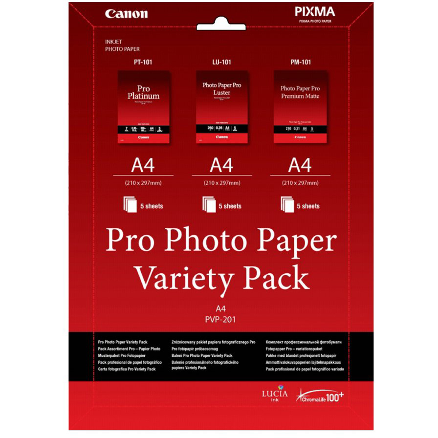 Original Canon PVP- 201 A4 Pro Photo Paper Variety Pack - 15 sheets (6211B021)
