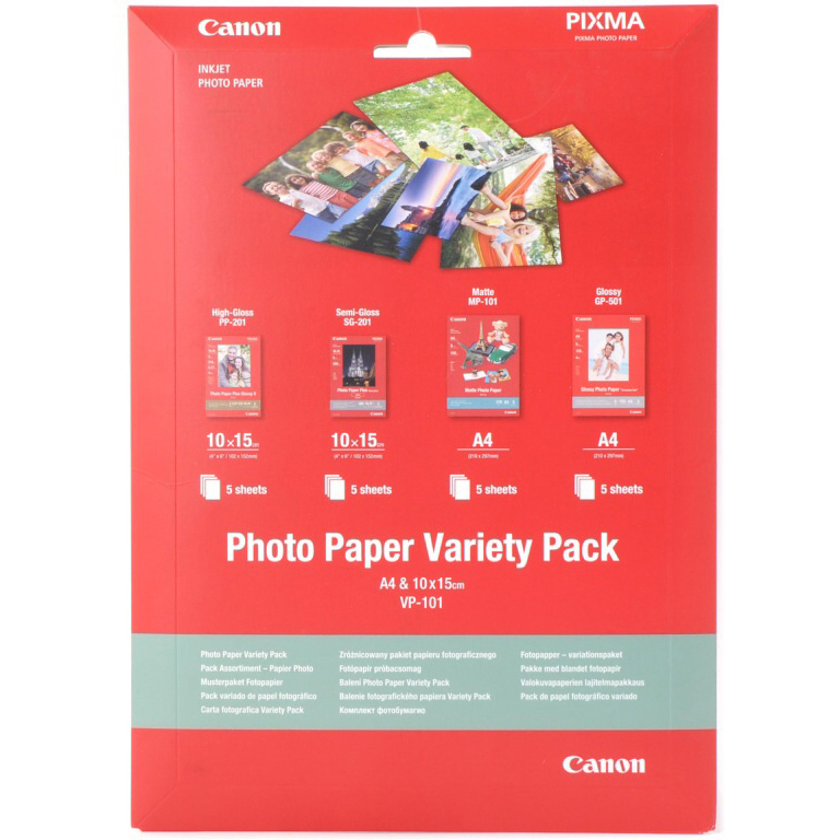 Original Canon VP-101 A4 and 4x6in Photo Paper Variety Pack - 20 Sheets (0775B079)