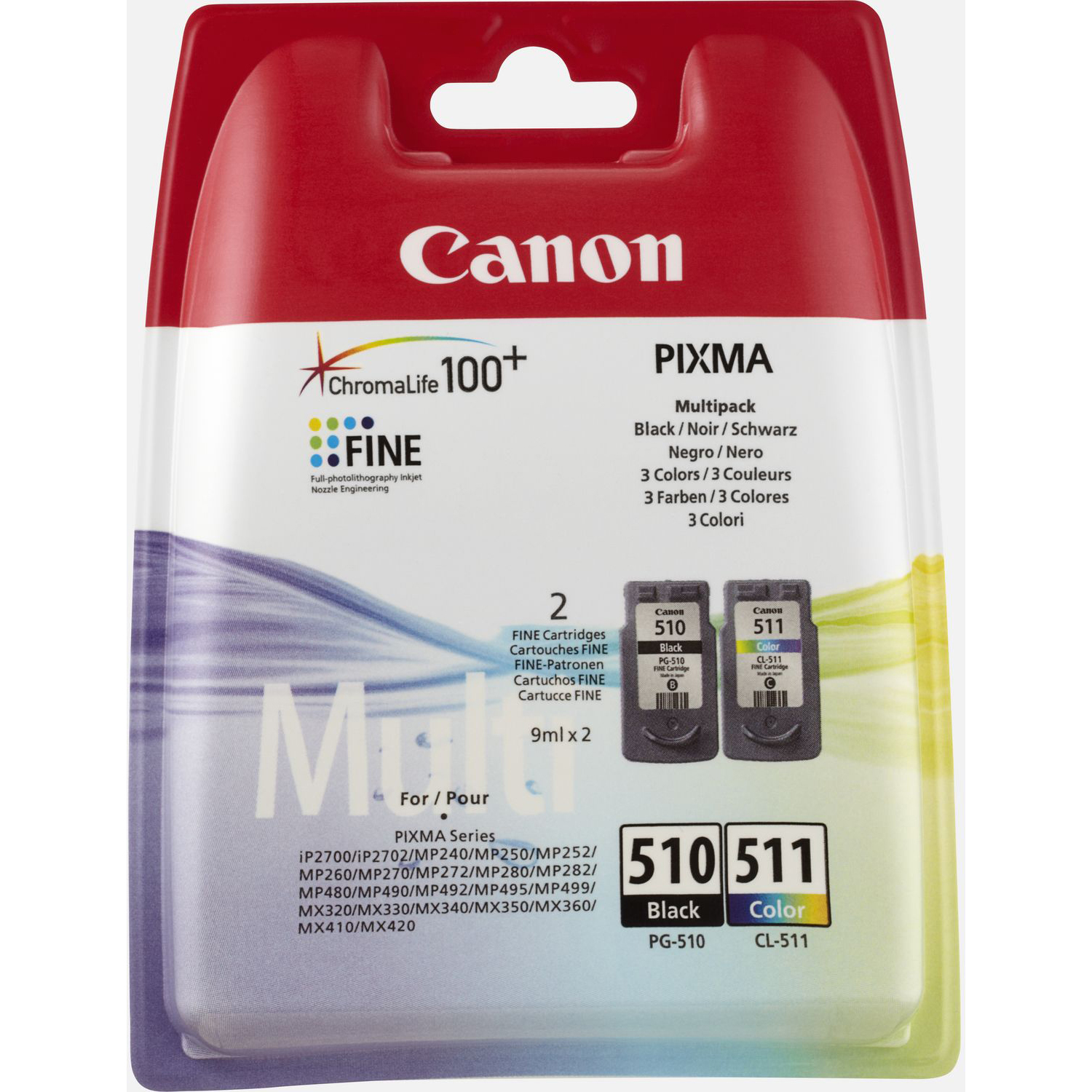 Original Canon PG-510 / CL-511 Black & Colour Combo Pack Ink Cartridges (2970B010)