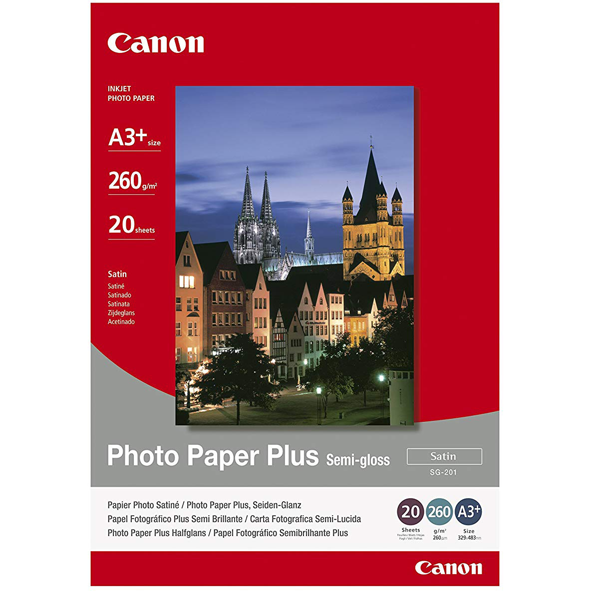 Original Canon SG-201 260gsm A3+ Photo Paper Plus - 20 sheets (SG-201 1686B032)