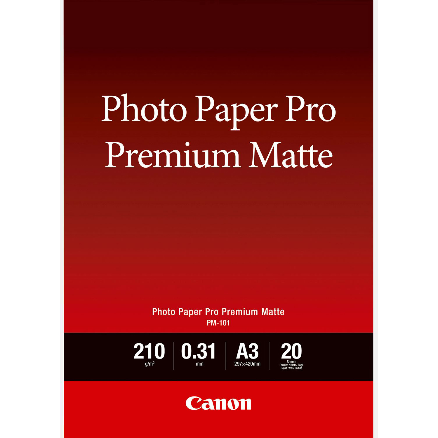 Original Canon PM-101 210gsm A3 Photo Paper - 20 Sheets (8657B006)