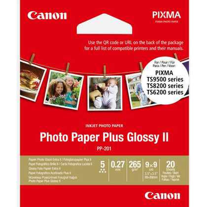 Original Canon PP-201 265gsm 89mm x 89mm Glossy II Photo Paper - 20 sheets (2311B070)