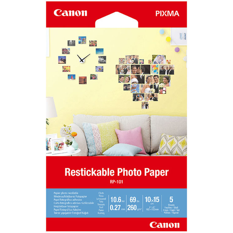 Original Canon RP-101 260gsm 4in x 6in Removable Photo Stickers - 5 sheets (3635C002)