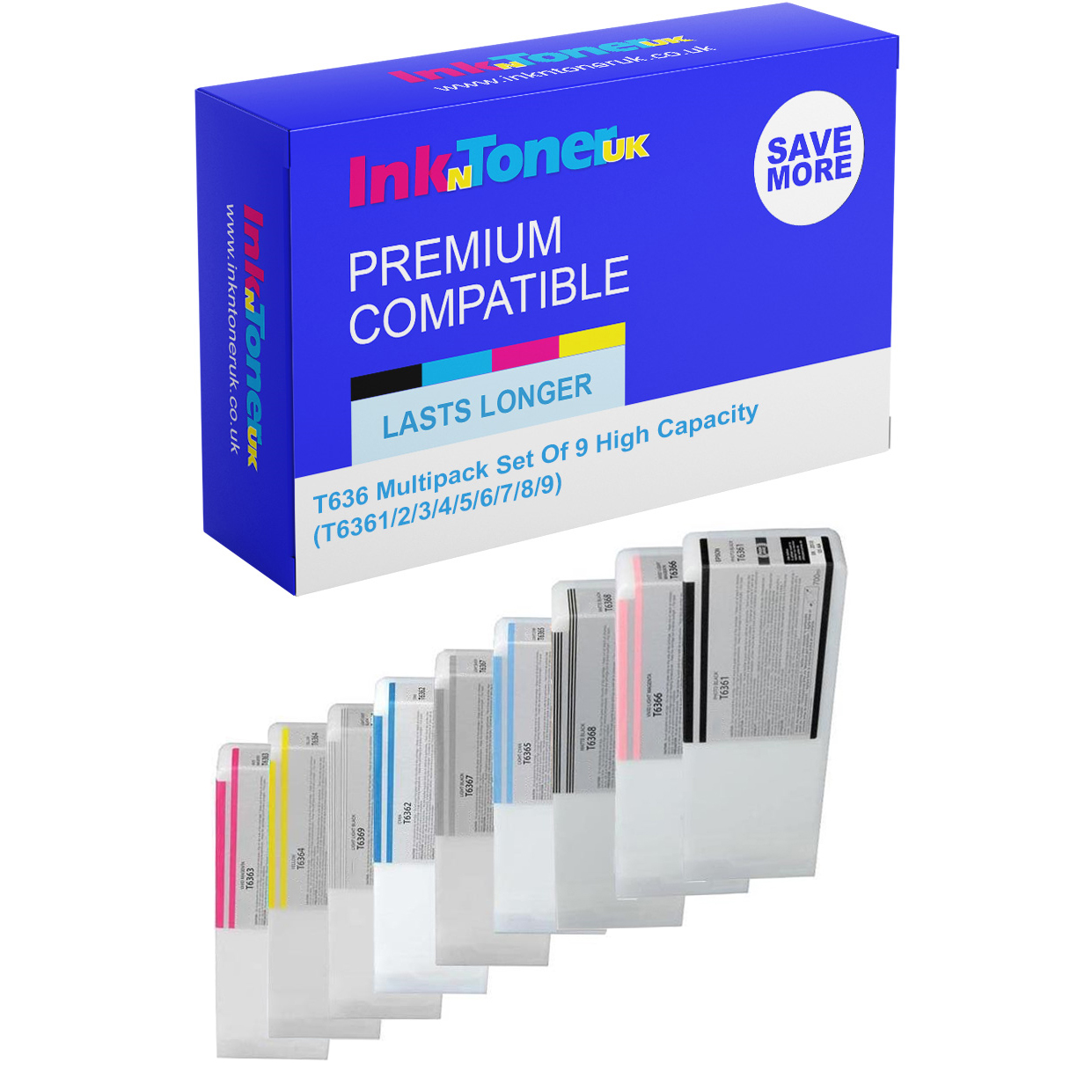Premium Compatible Epson T636 Multipack Set Of 9 High Capacity Ink Cartridges (T6361/2/3/4/5/6/7/8/9)