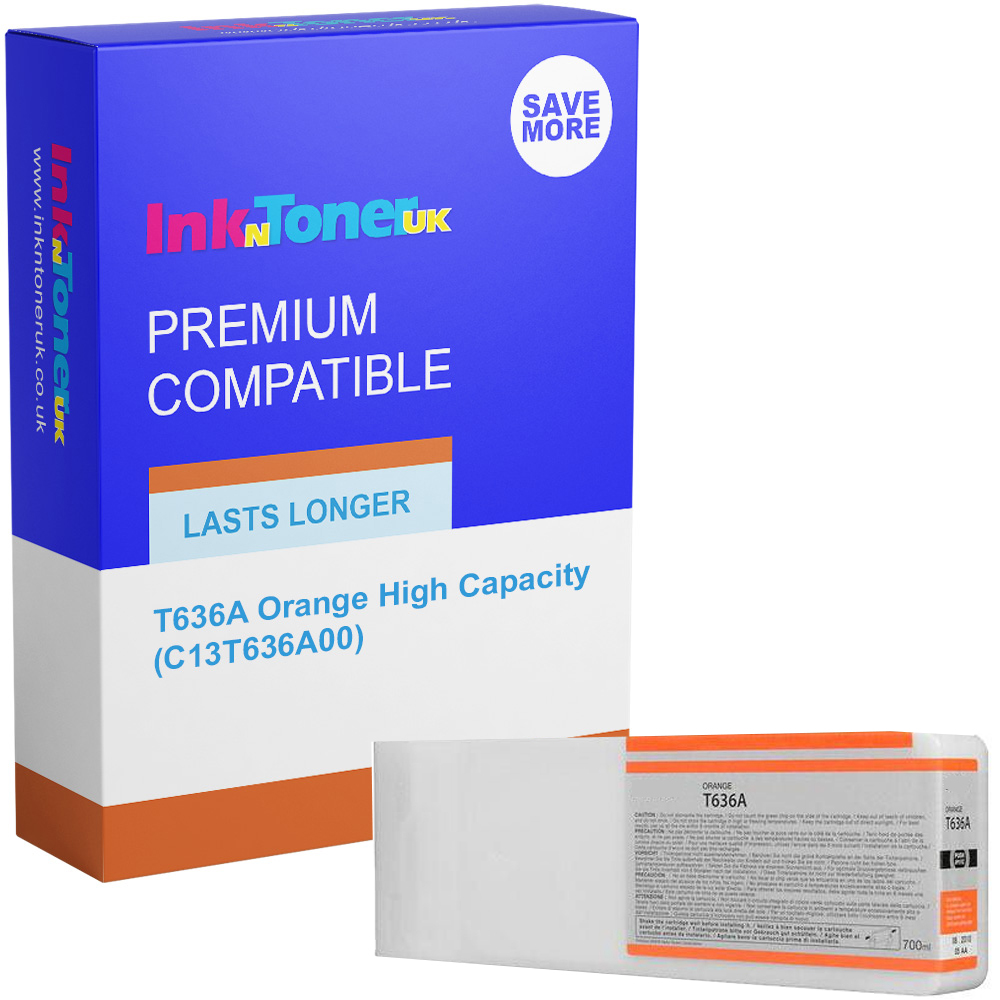 Premium Compatible Epson T636A Orange High Capacity Ink Cartridge (C13T636A00)
