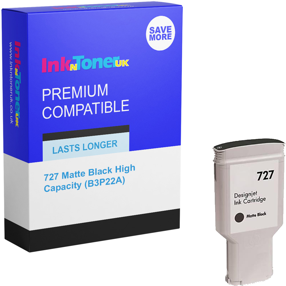 Premium Remanufactured HP 727 Matte Black High Capacity Ink Cartridge (B3P22A)