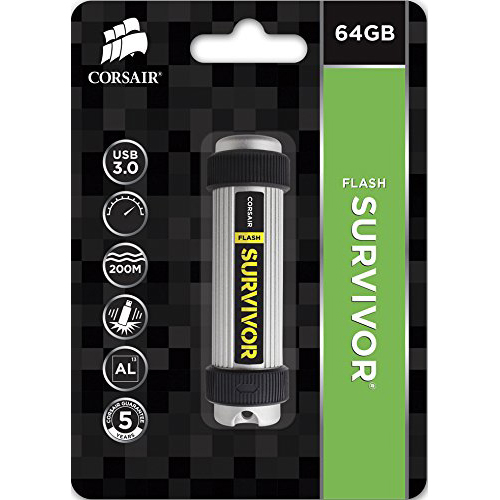 Original Corsair Flash Survivor Stealth 64GB USB 3.0 Flash Drive  (CMFSV3B-64GB)