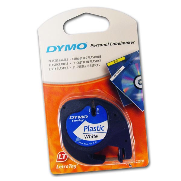 Original Dymo 91201 Black On White 12mm x 4m LetraTag Label Tape (S0721610)