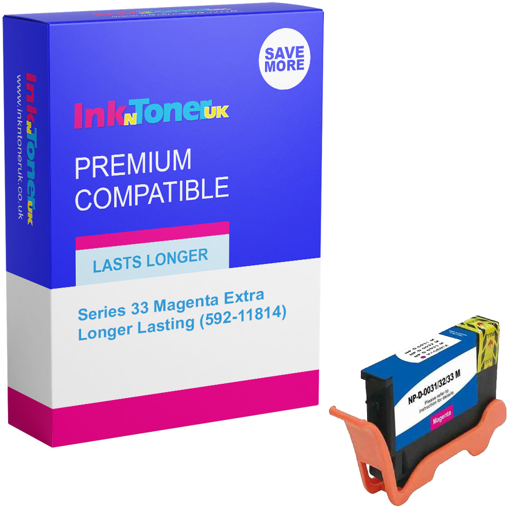 Premium Compatible Dell Series 33 Magenta Extra Longer Lasting Ink Cartridge (592-11814 / 592-11821)
