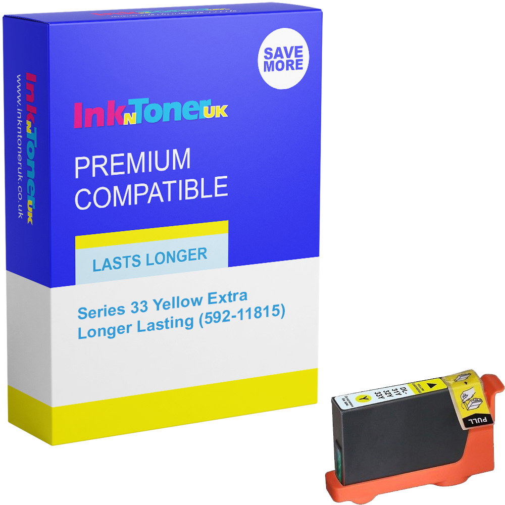 Premium Compatible Dell Series 33 Yellow Extra Longer Lasting Ink Cartridge (592-11815 / 592-11822)