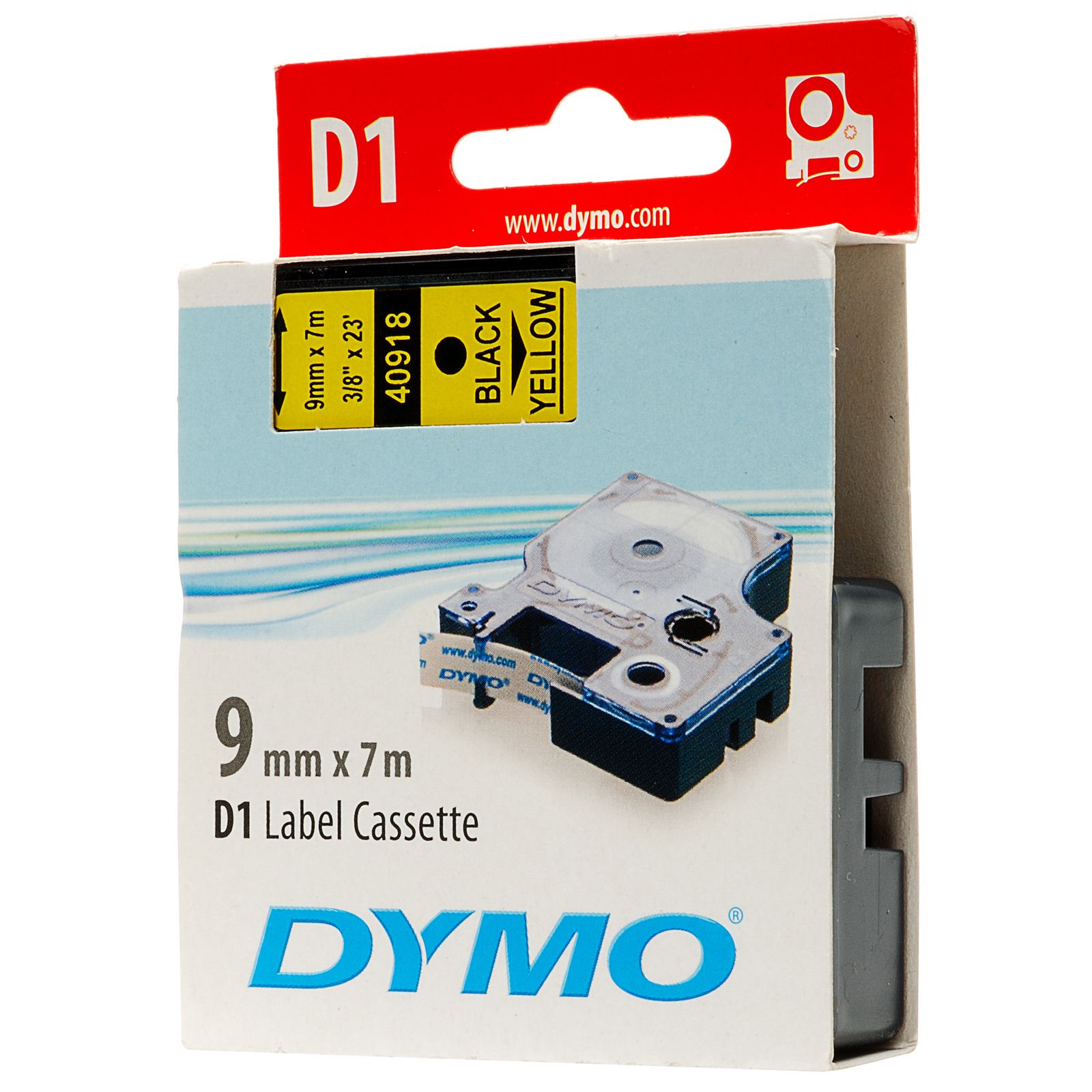 Original Dymo 40918 Black On Yellow 9mm x 7m D1 Label Tape (S0720730)