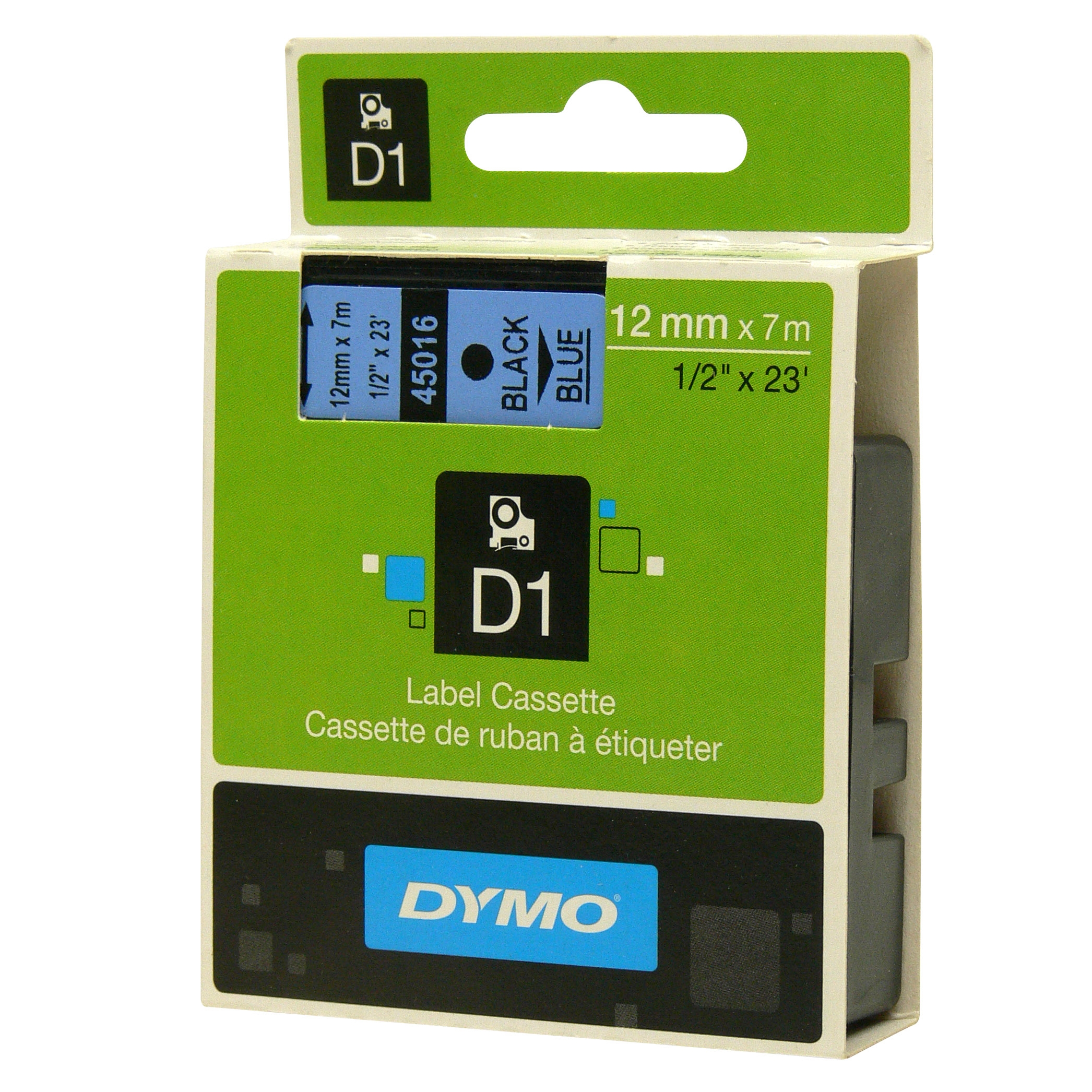 Original Dymo 45016 Black On Blue 12mm x 7m D1 Label Tape (S0720560)