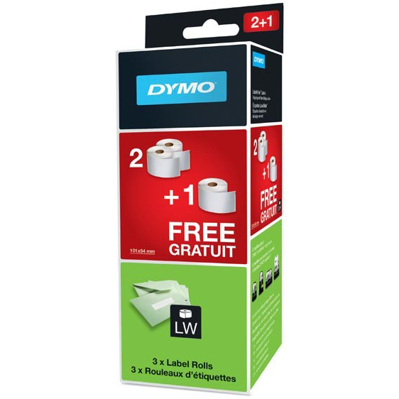 Original Dymo 2015540 Shipping/Name Badge Label Tapes 54 x 101mm 3 rolls 220 labels per roll (2015540)