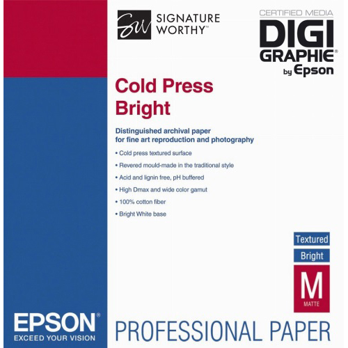 Original Epson 340gsm A3+ Cold Press Bright - 25 sheets (C13S042310)