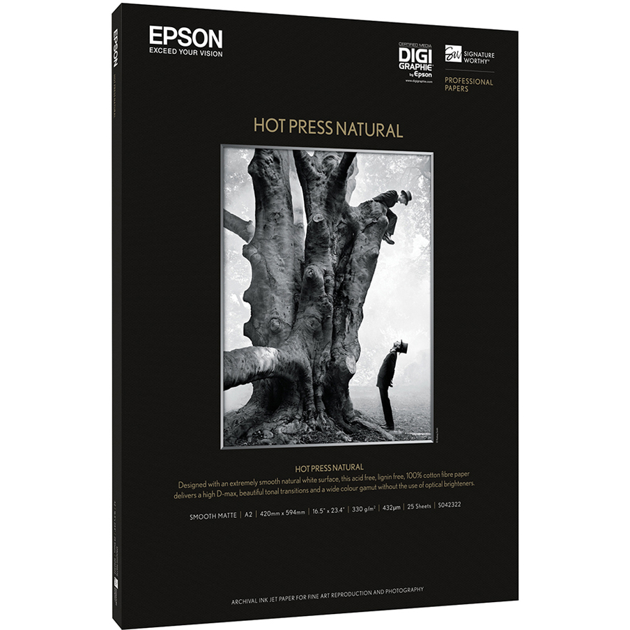 Original Epson 330gsm A3+ Hot Press Natural Photo Paper - 25 sheets (C13S042320)