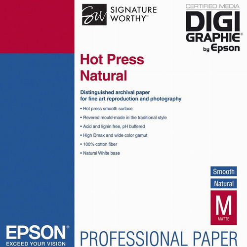 Original Epson 330gsm A2 Hot Press Natural - 25 sheets (C13S042322)