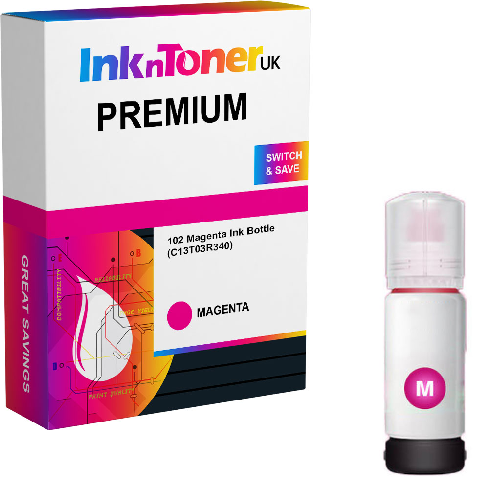 Premium Compatible Epson 102 Magenta Ink Bottle (C13T03R340)