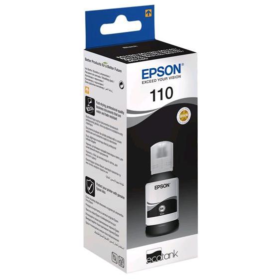 Original Epson 110 Ecotank Pigment Black Ink Bottle (C13T03P14A)