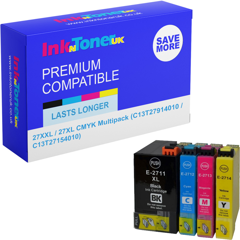 Premium Compatible Epson 27XXL / 27XL CMYK Multipack Ink Cartridges (C13T27914010 / C13T27154010) T2791 & T2715 Alarm Clock