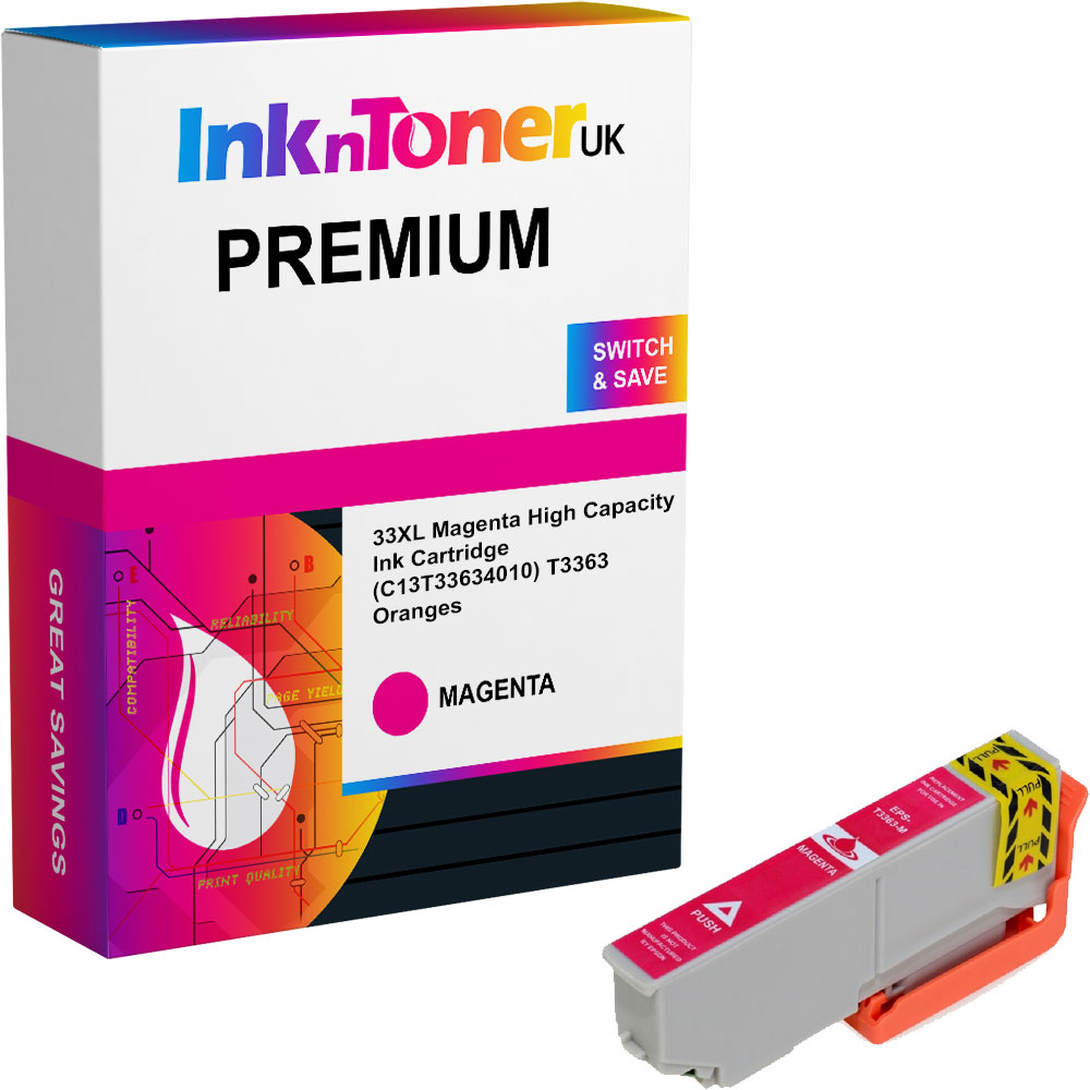 Premium Compatible Epson 33XL Magenta High Capacity Ink Cartridge (C13T33634010) T3363 Oranges