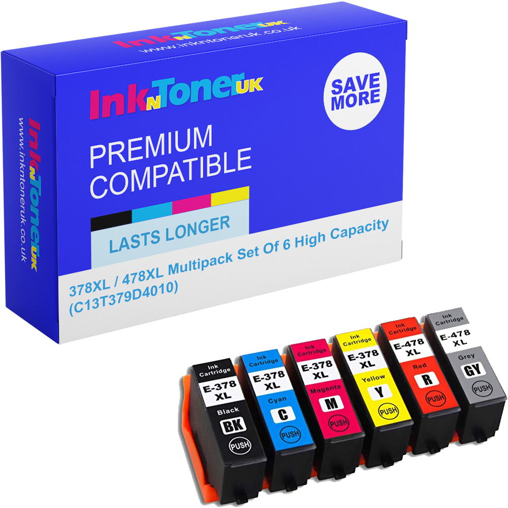 Premium Compatible Epson 378XL / 478XL Multipack Set Of 6 High Capacity Ink Cartridges (C13T379D4010) T379D Squirrel