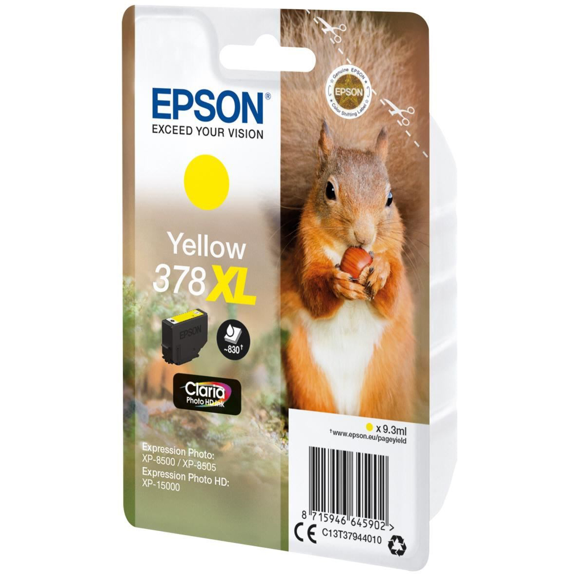 Original Epson 378XL Yellow High Capacity Ink Cartridge (C13T37944010) T3794 Squirrel